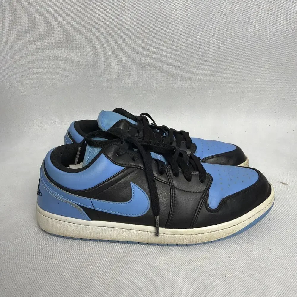 Nike Air Jordan 1 Low Mens 9 Black University Blue Basketball Shoes Sneakers